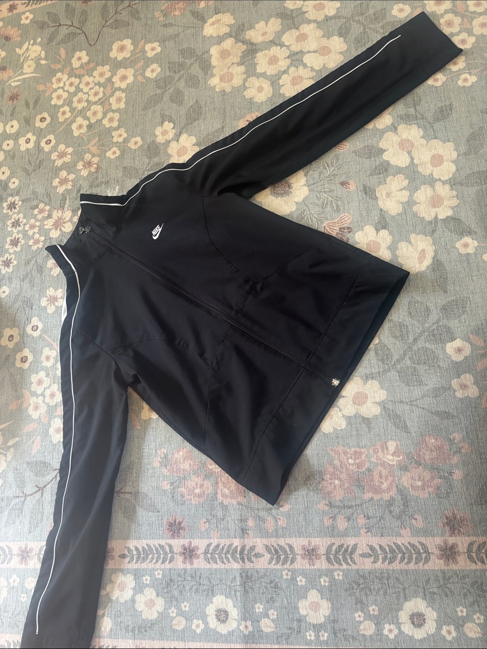 Nike Black Track Jacket with White Piping